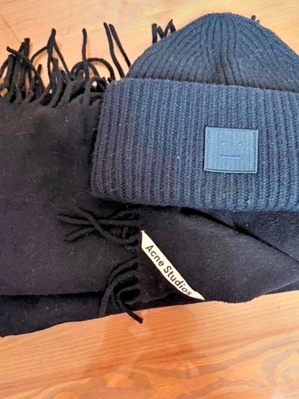Acne Studios Pansy N Face Beanie Wool Black